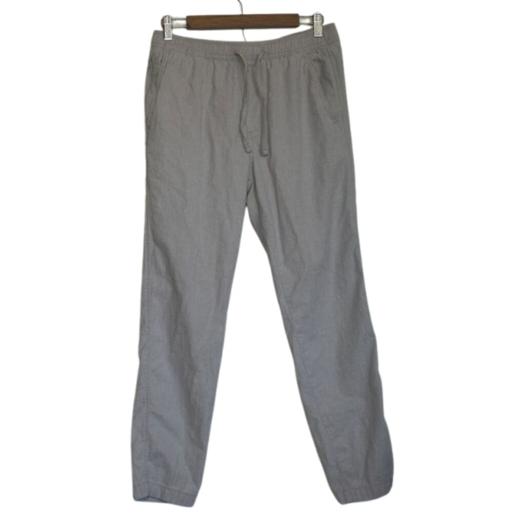 Hollister Epic Flex Slim Straight Linen Pants Mens Small Pullon Logo Preppy Gray